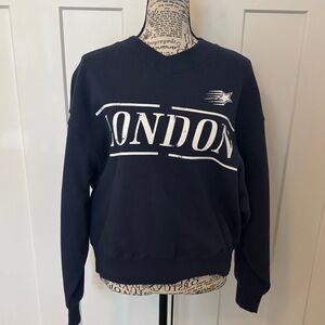 wild fable Navy and White London V-Neck Graphic Sweatshirt
